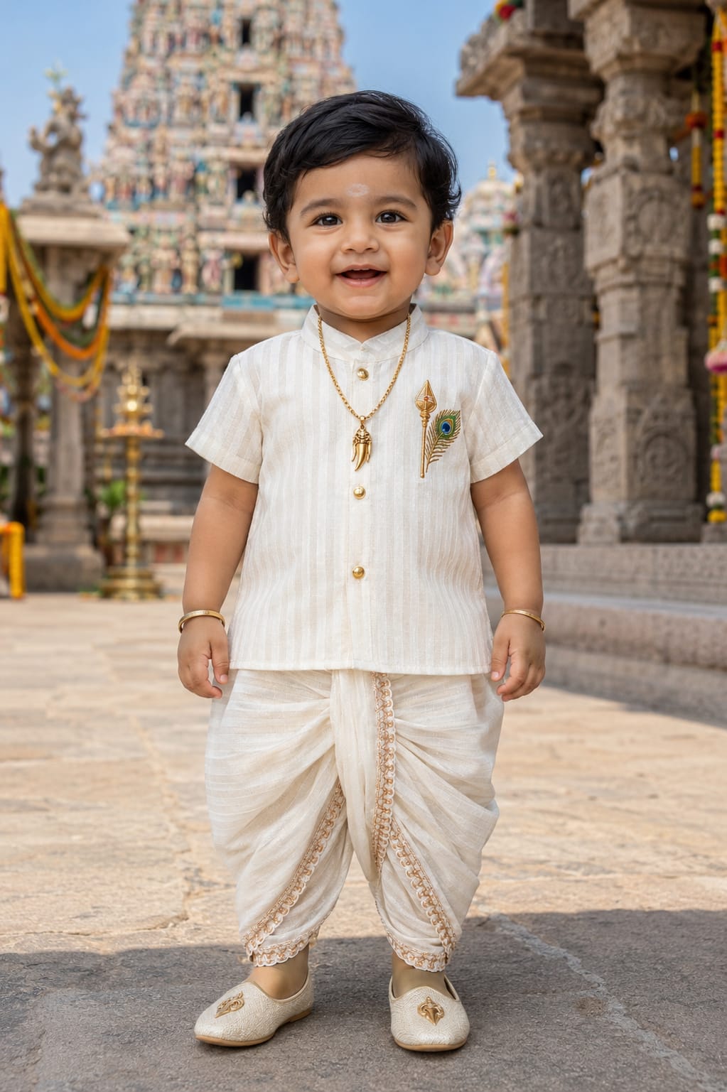 Premium golden ethnic wear boys  Golden panchakajam sets