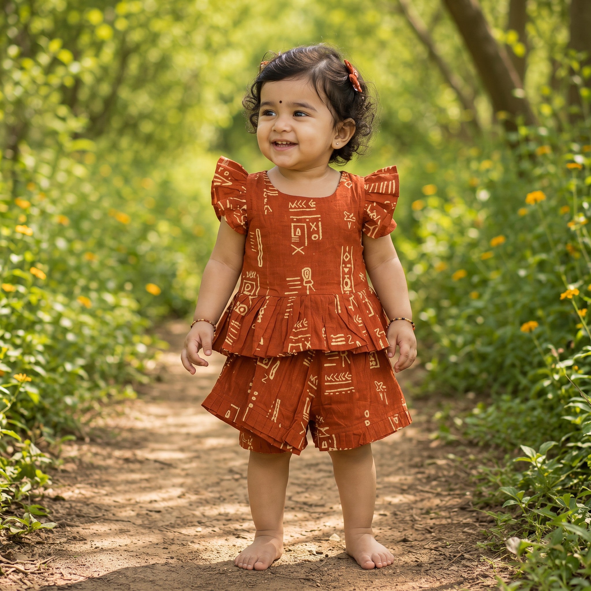 Tamra Tribal Print Peplum & Shorts Set