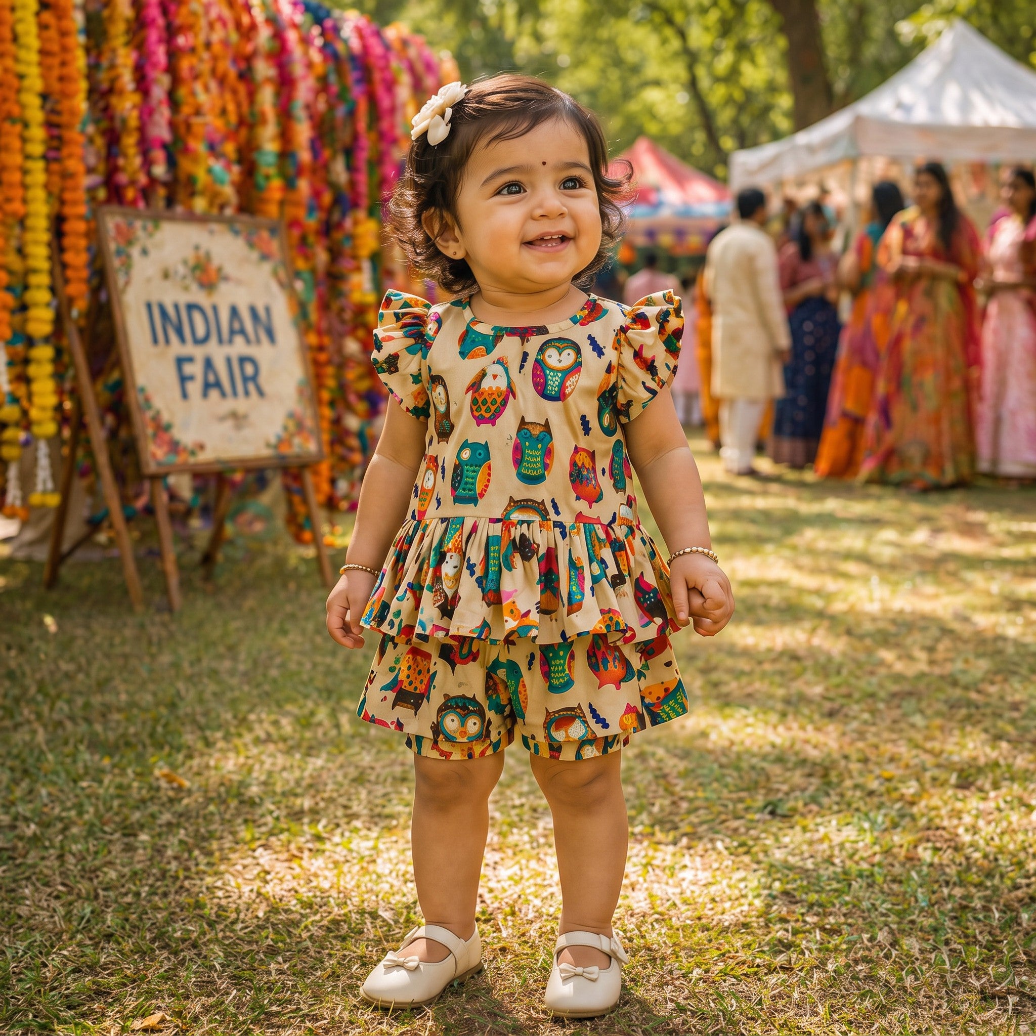 Little Owl Printed Peplum Set
